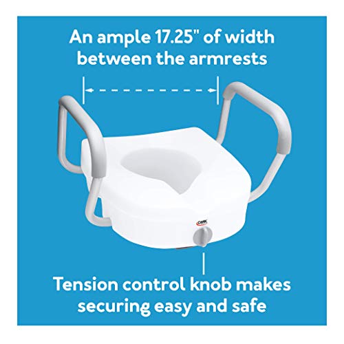Carex E-Z Lock Raised Toilet Seat with Handles - 5 Inch Toilet Seat Riser with Arms - Fits Most Toilets - Thumbnail 7