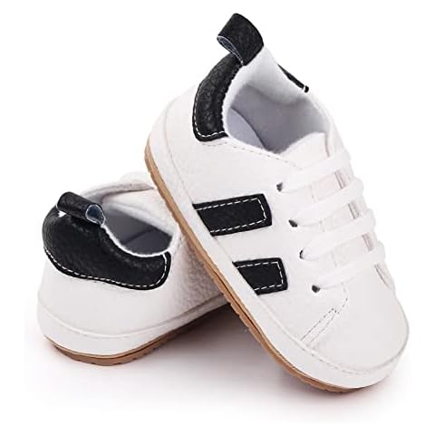 Anti-Slip Casual Sneakers for 0-18 Months Baby Boys Girls, Infant First Walking Shoes with Synthetic Leather Vamp and Soft Rubber Sole(0-6months) White Cover