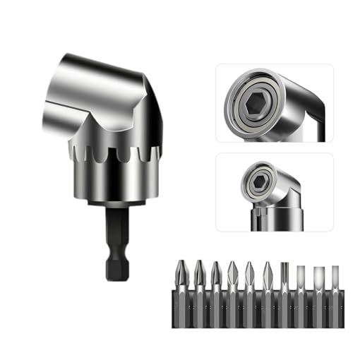 Adattatore per avvitatore angolare a 105°, versatile con supporto magnetico da 1/4, angolo con punta a vite, per forare in spazi ristretti (corto)