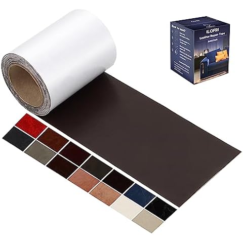 ILOFRI 3x60 Inch Smooth Leather Repair Patch Tape for Car Seat, Self Adhesive Leather and Vinyl Repair Patch Kit for Furniture, Couches, Upholstery, Interior, Boat Seat, Sofa - Dark Brown 2 Cover