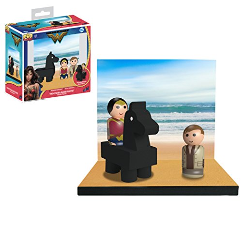 Bif Bang Pow! Wonder Woman Pin Mate Wood Themyscira Island Set with Wonder Woman & Steve Trevor Action Figure