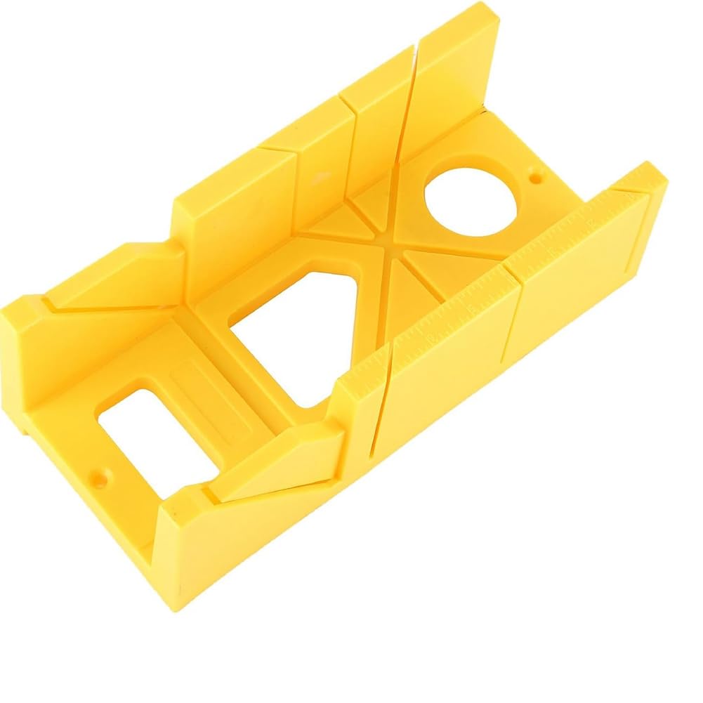 Blisfulhoks Miter Box 12 Inch, Miter Box with Ruler Graduation, 45 Degree, 135 Degree Preset Cutting Box, Yellow