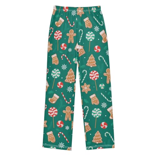 ZZXXB Gingerbread Candy Cane Boys Long Pants Soft Trousers Elastic Waist Kids Lounge Bottoms with Pockets S-XL