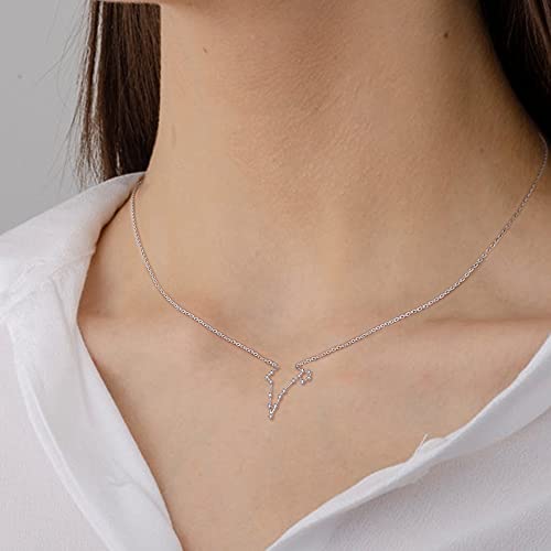 Brilove 925 Sterling Silver Necklace For Women - Pisces Constellation Necklace Zodiac 12 Horoscope Astrology Cz Pendant Necklace For Mothers Day/Valentines Day/Birthday/Christmas/Anniversary #TOP1