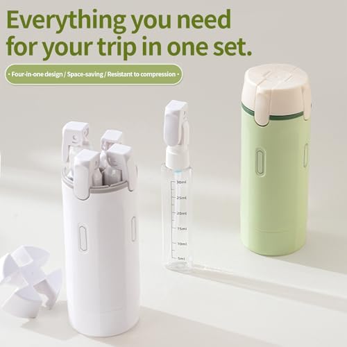 4 in 1 Travel Dispenser Bottle, Toiletry Containers, 4 Pack 30ml Travel Bottles, Leak Proof Travel Size Containers, For Travelers, Business Trips, Holidays, Gym Use, Flying, Camping, Families (white) 1