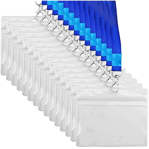 XINGYHENG 25Pcs Clear Plastic Card Protector with 25Pcs Lanyard Name Tags Badge ID Card Holder Protector Waterproof Reusable 4.3 x 3.6inch Plastic Sleeve with Resealable Zip Cover