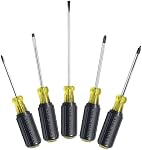 Klein Tools 85445 Ensemble tournevis, à fentes, conducteurs à pointe carrée et Phillips, poignée de coussin antidérapante, 5-Piece