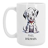 regalo bull terrier gratis barcelona El diseño recorre todo el diámetro de la taza de BULL Terrier personalizada con otros dibujos de la raza en la cara no personalizable. No queda ninguna parte sin dibujo. La taza personalizada tiene una capacidad de 15 oz - 443 ml, diámetro 8,5 cm y 12 cm de altura.