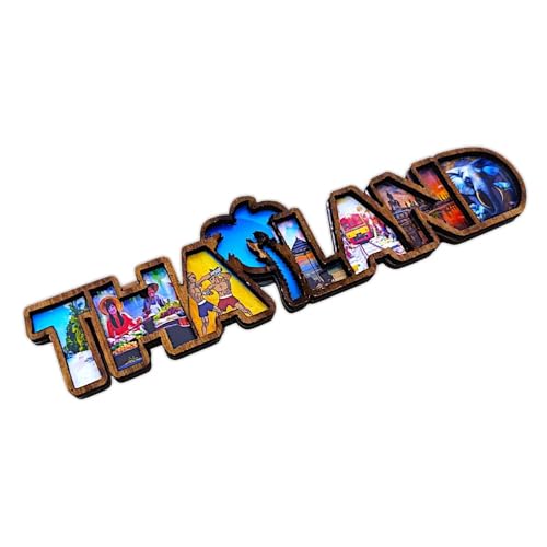 BDM Magneti Frigorifero Thailandia, Souvenir Thailandia, Magneti Elefanti Legno Artigianato Importato, Magnete Bangkok 3D, Thailandia