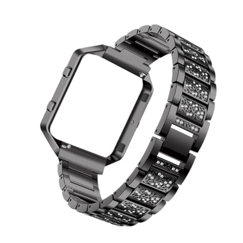 Bracelet de montre en alliage de diamants métalliques noir Housoutil