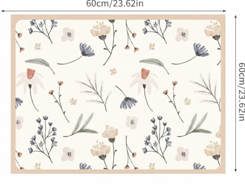Image of HomeCloud Washing Machine Protective Mat for Top of Washer and Dryer - Non-Slip Waterproof Dust Cover for Laundry & Kitchen (60 x 60) (Beige Purple Flower)