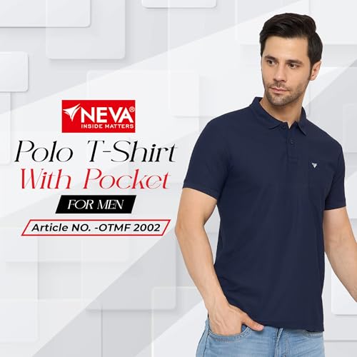 Image of NEVA Men's Regular Fit Half Sleeve Polo Neck T-Shirt with Chest Pocket