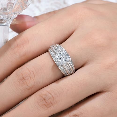 SHELOVES Princess Cut Wedding Rings for Women 5A Cubic Zirconia Engagement Ring 925 Sterling Silver Sz 5-103