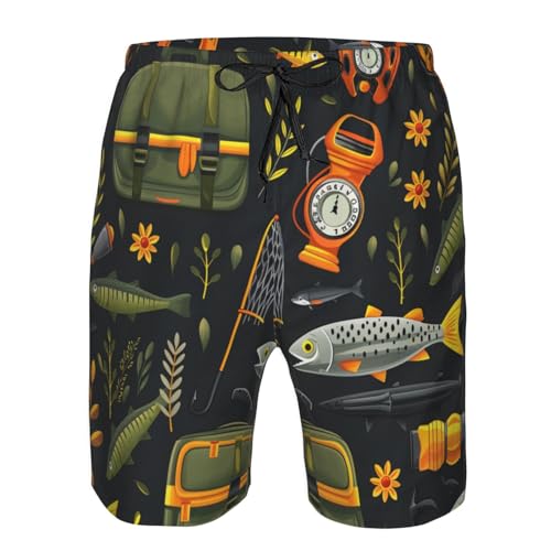 Men's Quick Dry Swim Shorts Fishing Gear Fish Camping Outdoor Green Beach Trunks with Pockets3