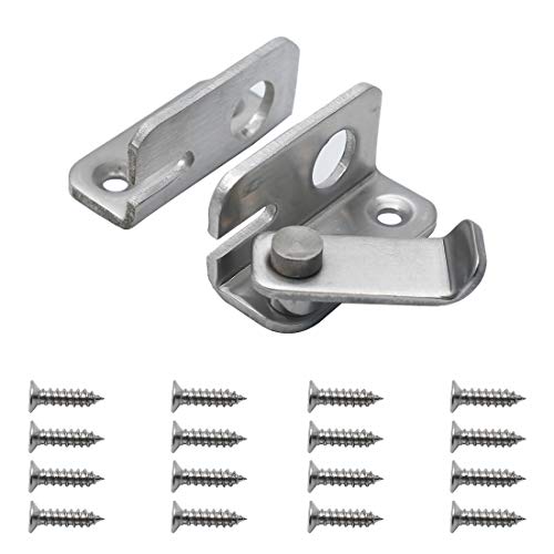 Jiozermi 4Pcs Sus304 Stainless Steel Gate Latches Flip Door Latch Safety Door Lock 1.8" X 1.65", Brushed Nickel #TOP1