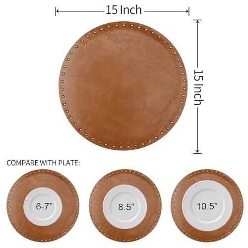Sets de table ronds lavables similicuir imperméable finitions rivets