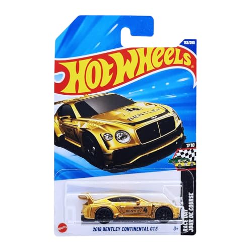 Image of Hot Wheels 1:64 Scale 2018 Bentley Continental GT3 Ages 3 Years and Up 162 /250 (Gold)