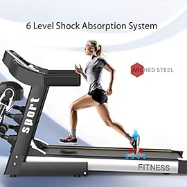 Treadmill 2.0HP 5Inches LED Monitor Free Installation Foldable Heart Rate Test Shock Absorption Silent for Home Gym Office