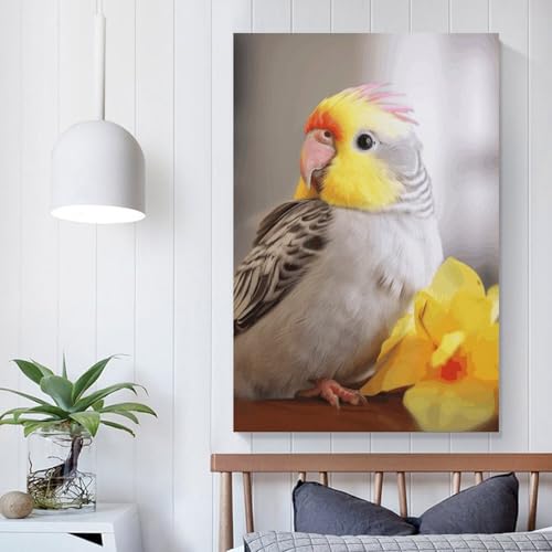 Toile murale calopsitte 60x90cm poster oiseau suspendu design chic - 5