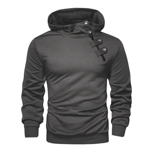 Slit Zip Button Hoodie for Men Lightweight Slim Fit Hoodie Big and Tall Hooded Sweatshirt
