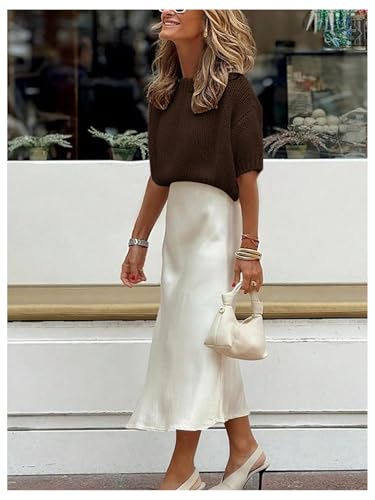 Image of GORGLITTER Women's Puff Short Sleeve Crop Cropped Sweaters Top Cute Outfits | Old Money Outfits Women, Date Night Outfit for Women, Going Out Tops Trendy, Knit Tops Sweater