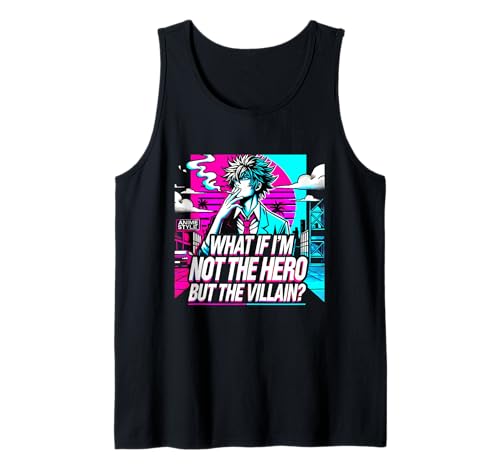 No héroe sino villano Pregunta existencial Vaporwave Anime Camiseta sin Mangas