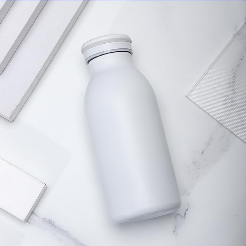 Insulated 350ml Milk Vacuum Cup Stainless Steel Cup Water Bottle Sports Travel Mug,350ml,White, 350000 ml