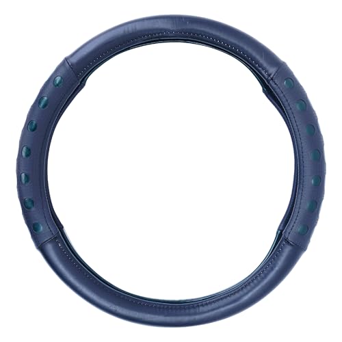 Image of NIKAVI Fashion Steering Wheel Cover - Green Color | Size - Medium | Diameter 38 cm | O-Type | Car Steering Wheel Protector, Anti-Slip, Stylish Leather Finish Grip Cover for Round Steering Wheels