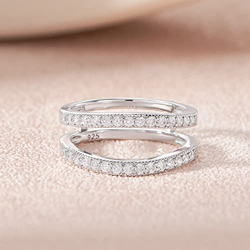 Sheloves Womens Wedding Band Ring Enhancer Round White Aaaaa Cz 925 Sterling Silver Guard Ring Size 8.5 #TOP5