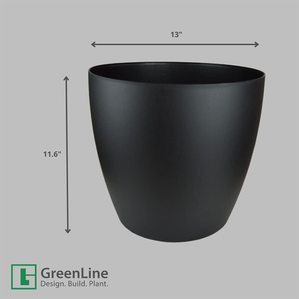 Memphis 18" Round Indoor Floor Planter Pot – Lightweight & Durable Plastic, Modern Design, Made in USA, Recyclable Large Plant Container for Home & Office Décor (Charcoal Meta