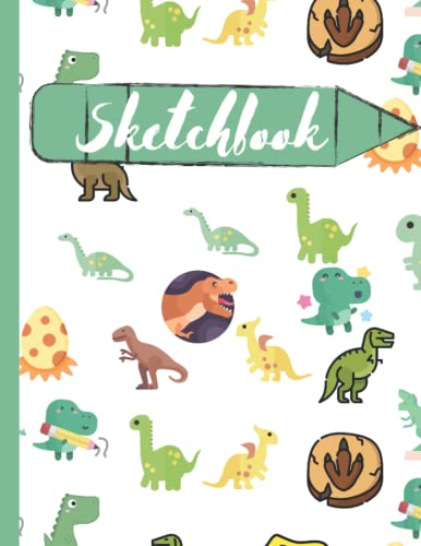 green Dinosaur sketchbook: sketchbook for drawing, writing , painting, sketching or doodling with cute dinosaur pattern in the cover this sketchbook is 8.5x11 inch 21.59x27.94 cm, 120 Pages image 2