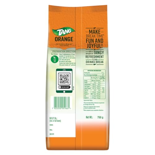 Image of Tang Orange Instant Drink Mix, 750 g (Pack of 6)