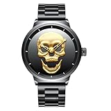 CdyBox Men 30M Waterproof Quartz Watches Wristwatches Stainless Steel Big Face Watch (Stainless Steel Gold)