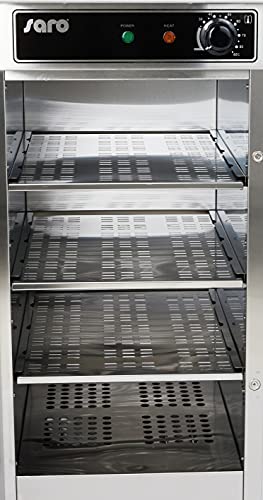 SARO Tellerwärmeschrank – 60 Teller Ø 29 cm – Edelstahl – 3 Einschübe – Rollen mit Bremse – Temperatur +35 bis +85 °C – Modell TW 60