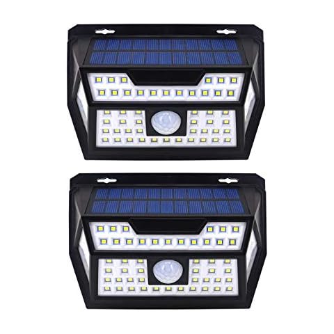 hyperpower Elite 62 LED Solar Lights Outdoor with Motion Sensor New Technique Monocrystalline Silicon Solar Panel Security Lights for Front Door Yard Garage Deck Wide Lighting (2xPACK) Cover