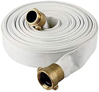 AKW Fire Hose, White, 1-1/2" ID, 500 PSI Burst Pressure, M x F NST Brass Connectors (100 ft.)