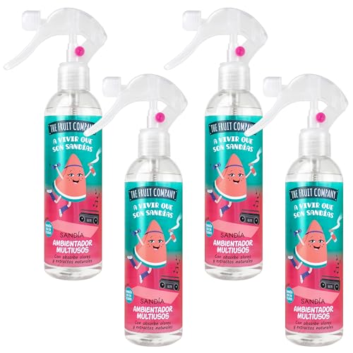 The Fruit Company - Ambientador Spray, Sandía, Pack de 4 Unidades de 250ml (1000ml)