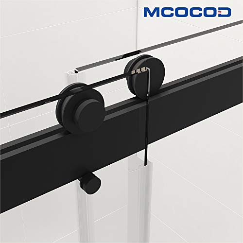 Mcocod 56-60" W X 76" H Frameless Bathtub Shower Doors Double Sliding With Soft Closing System 3/8"(10Mm) Clear Tempered Sgcc Shatterproof Glass Width Adjustable - Matte Black #TOP2