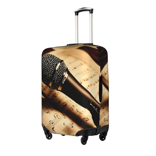 Microphone With Music Note Print Personalized Travel Luggage Cover With Zipper, Elastic Luggage Cover,For Daily Use2