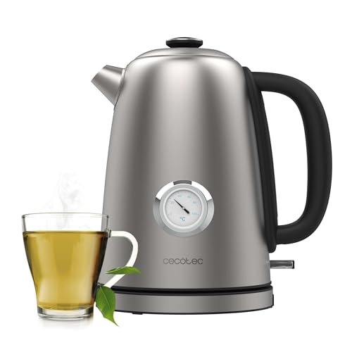Cecotec Hervidor de Agua Eléctrico 1,7L Thermosense 620 Vintage. 2200W, Cuerpo de Acero Inoxidable,...