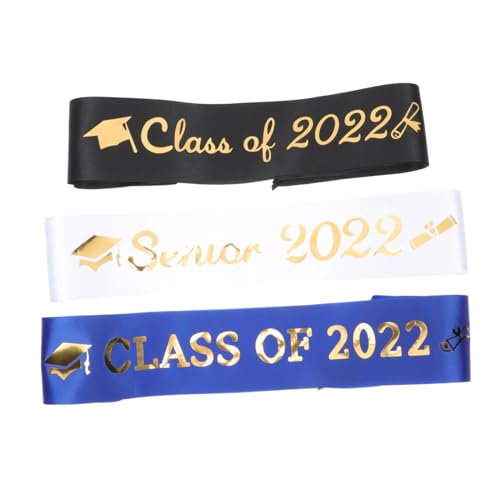 PRETYZOOM 3 Pcs Graduation Cap Ribbon Set Unisex Sash Belt for Graduation Celebration