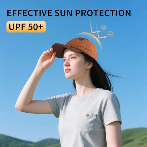 Image of Quick Dry Running Hat Adjustable Cooling Baseball Hat Breathable Sport Cap Reflective UPF 50+ Run Hats for Womens Men