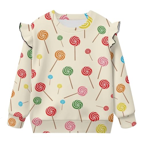 Girl's Crewneck Sweatshirts Kids Fashion Pullover Cute Ruffle Shoulder Long Sleeve Oversized Sweatshirt Fall Tops4