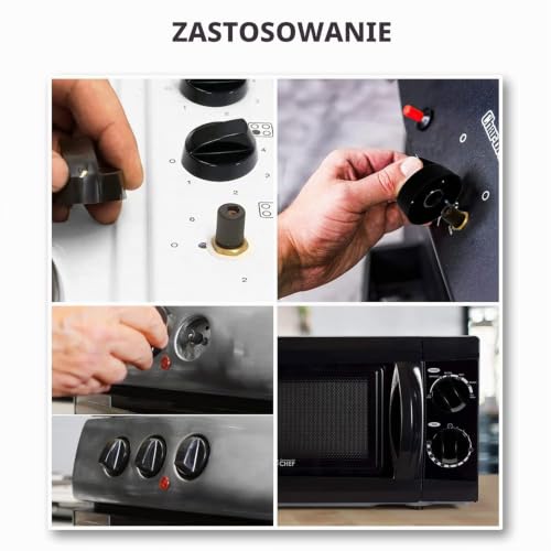 CAM2 Uniwersalna gałka sterująca, czarne przyciski kontrolne do piekarników, kuchenek i płyt grzewczych, 6-11,5 mm