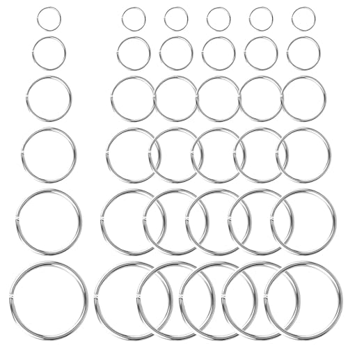 iwontalersy 36 Piezas Anillas Llaveros,Aceros Inoxidables Anillas Llaveros,Doble Lazos Argollas Pequeños Anillos,para Manualidades,Bisutería