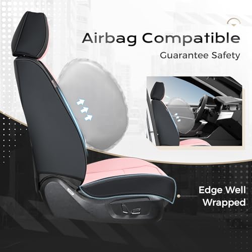 Image of Coverado Nappa Leather Car Seat Covers Front Set, Luxury Waterproof Seat Protectors, Airbag Compatible Anti‑Slip Auto Seat Covers, Universal Fit for Most Cars SUVs Trucks Pickup Vehicles