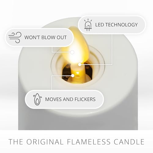 Image of Luminara Moving Flame LED Flameless Tealight (1.4 inch x 2 inch) Remote Ready Battery Operated Plastic LED Flameless Tea Light - Smooth Matte - Pearl Ivory (2-Pack White)