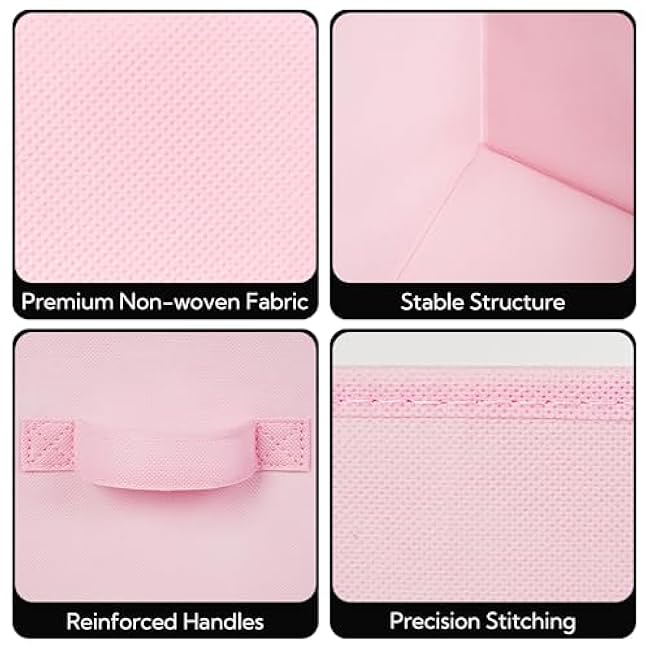 Cupic Cupid 11x11 Storage Cubes, 6 Pack Open Storage Bins with Handles, Collapsible Cube Bins for Closet, Shelves, Offices, Pink