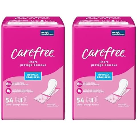 Carefree Body Shape Pant Liners, Regular, Multicolor Unscented 54 Count (Pack of 2) Cover