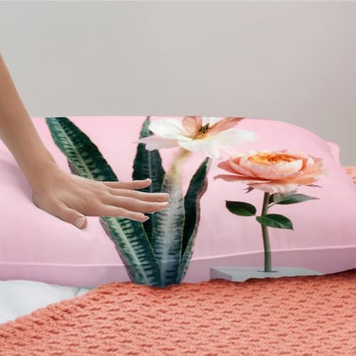 Parures de lit 240x260 cm fleur rose en microfibre légère